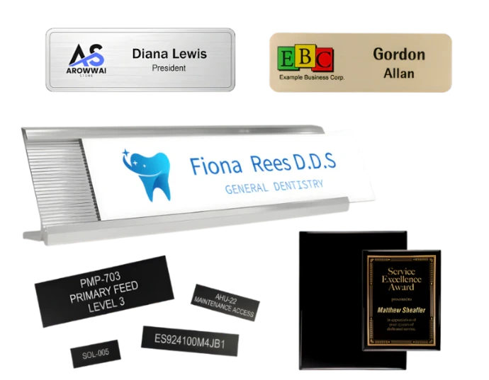 Name tag, Name badges, Desk plate, Desk holder, plaque, lamacoide 