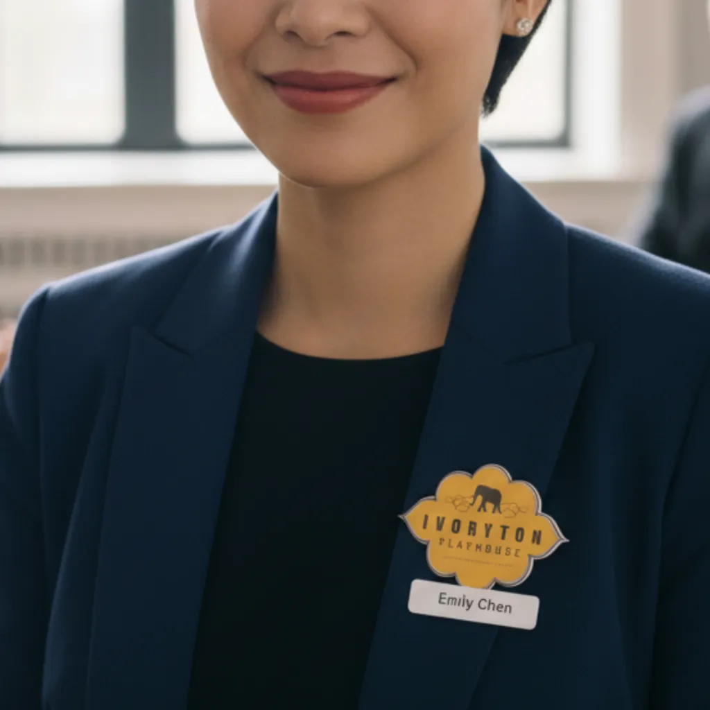 full color name badges for cinema retail employees.webp