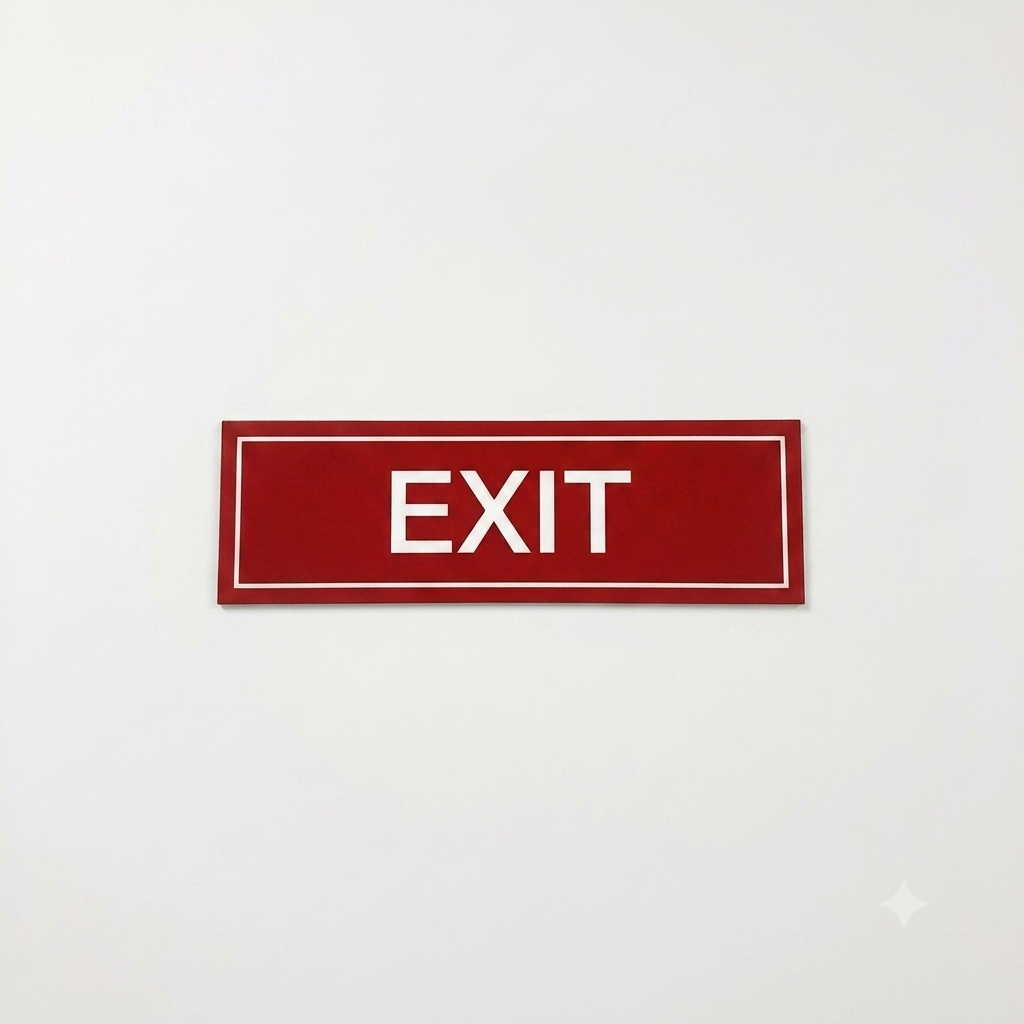 Exit engraved sign - red and white